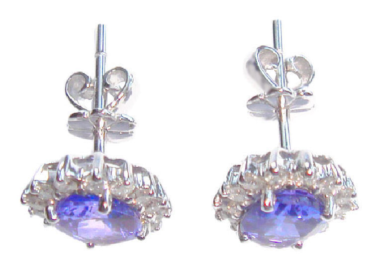 2.50ct Tanzanite & Diamond Earrings in 14K White Gold