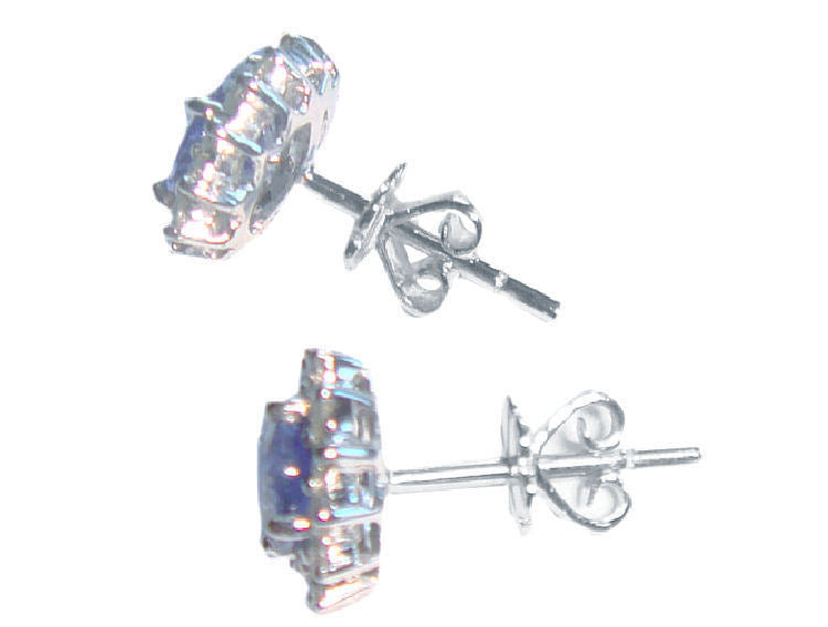 2.50ct Tanzanite & Diamond Earrings in 14K White Gold