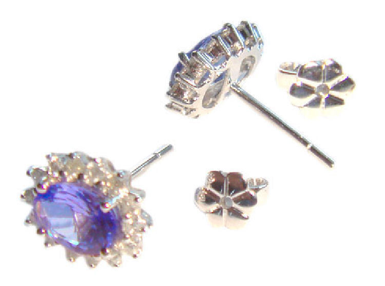 2.50ct Tanzanite & Diamond Earrings in 14K White Gold
