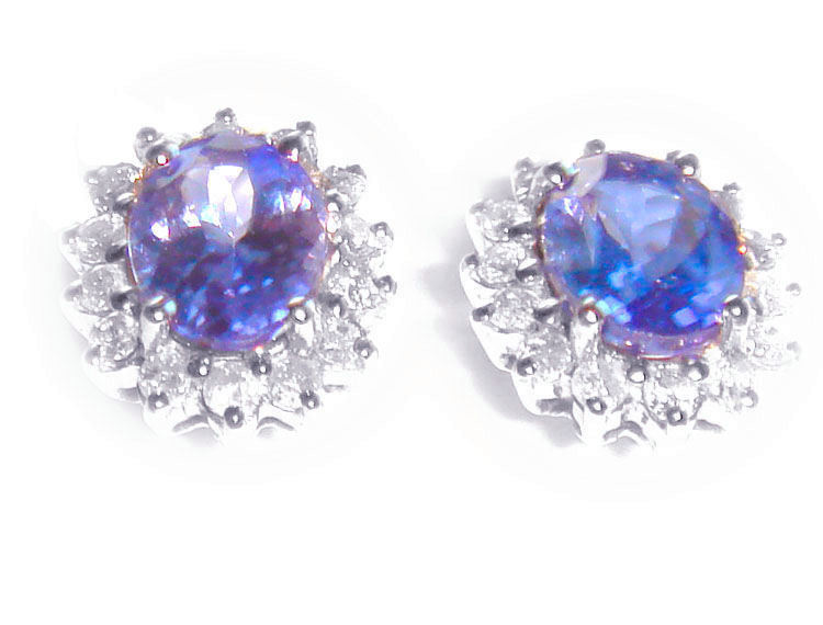 2.50ct Tanzanite & Diamond Earrings in 14K White Gold