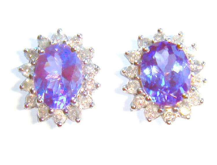 2.50ct Tanzanite & Diamond Earrings in 14K White Gold