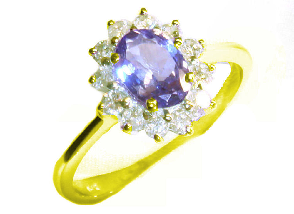 1.14ct Tanzanite & Diamond Ring in 14K Yellow Gold