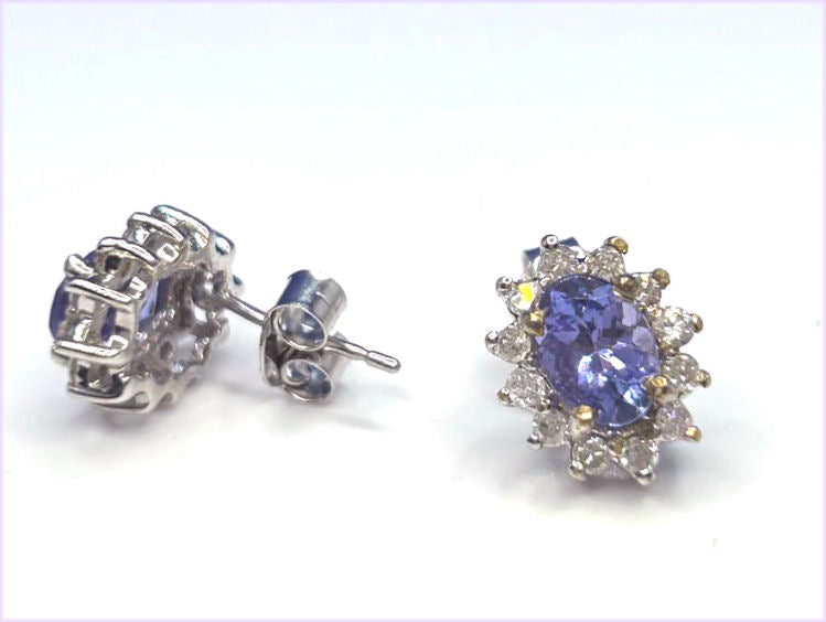 2.50ct Tanzanite & Diamond Earrings in 14K White Gold