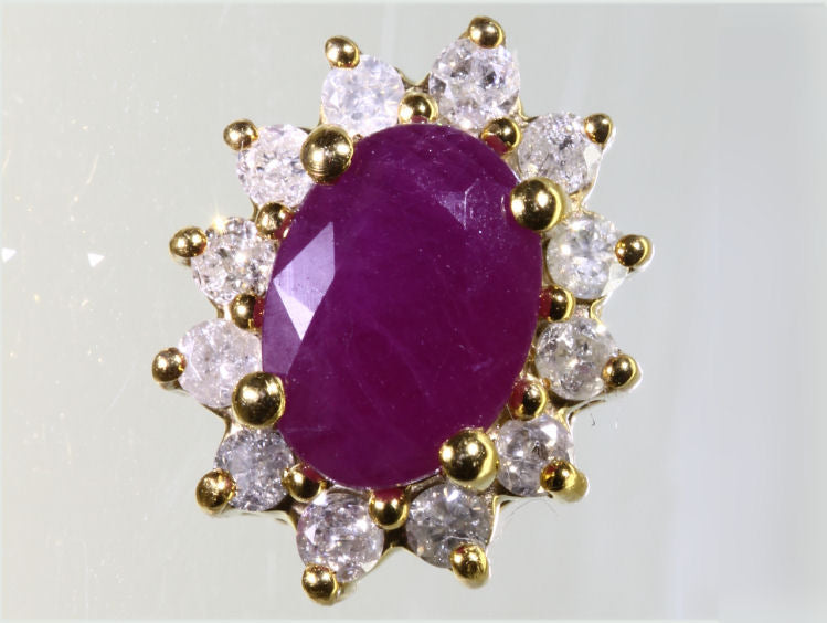 2.50ct Ruby & Diamond Earrings in 14K Yellow Gold