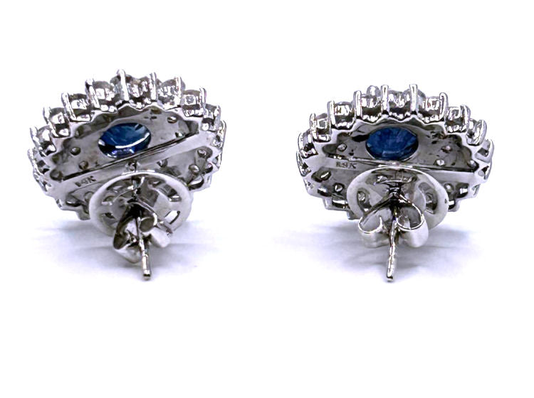 5.98ct Ceylon Sapphire & Diamond Earrings in 12K White Gold