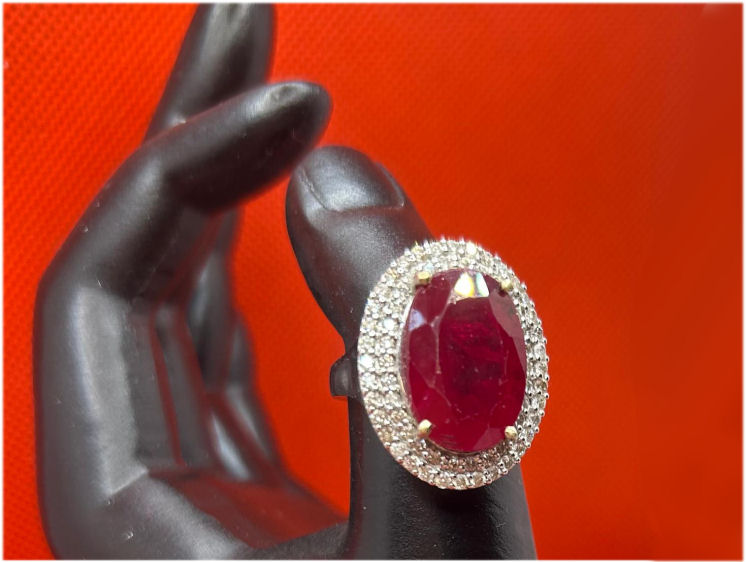 10.20ctw Diamond and Ruby Set in 18K White Gold Ring