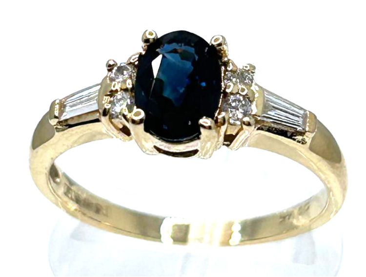 0.95ctw Diamond and Sapphire In 14K Yellow Gold Ring