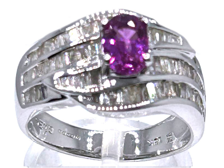 2.25ct Sapphire & Diamond Ring in 18K White Gold