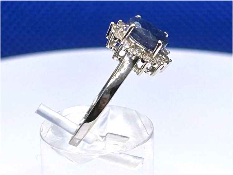 1.14ct Sapphire & Diamond Ring in 14K White Gold