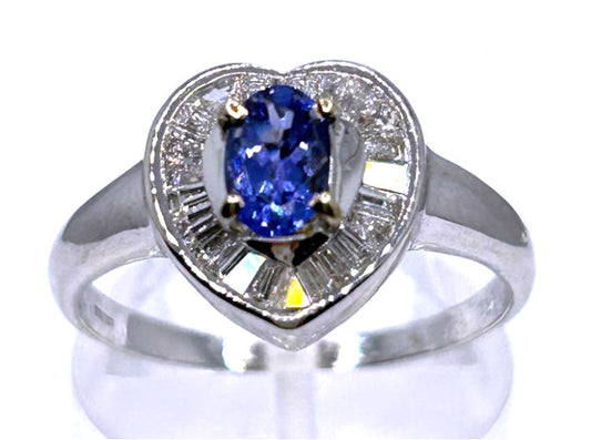 0.95ct Tanzanite & Diamond Diamond Ring in 18k White Gold
