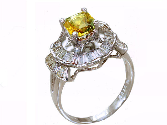 2.05 Carat Sapphire Diamond Ring in 18k White Gold