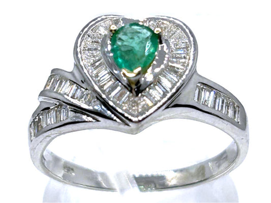 0.74ct Colombian Emerald & Diamond Diamond Ring in 18k White Gold