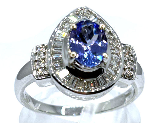 1.90ct Tanzanite & Diamond Ring in 18K White Gold