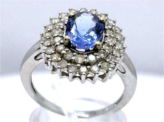 3.26 ctw Diamond and Tanzanite Set in 18K White Gold Ring