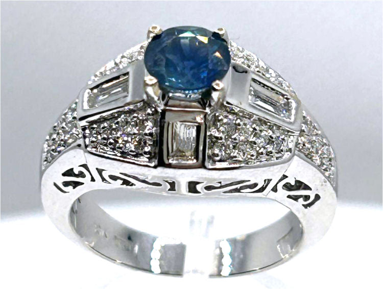 1.91ct Ceylon Sapphire & Diamond Ring in 18K White Gold
