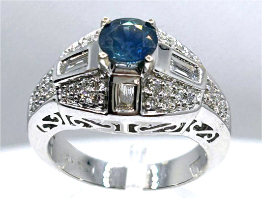 1.91ct Ceylon Sapphire & Diamond Ring in 18K White Gold