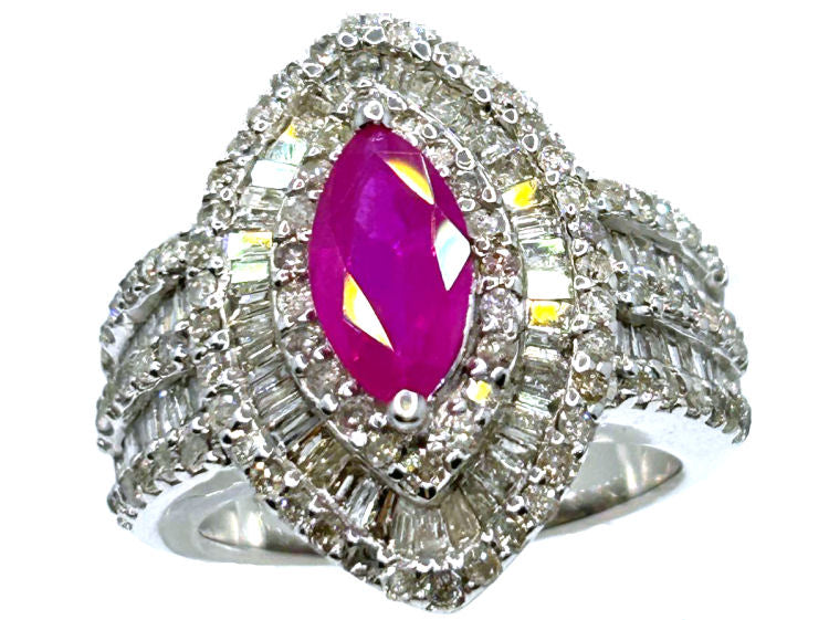 3.16ct Ruby & Diamond Ring in 14K White Gold