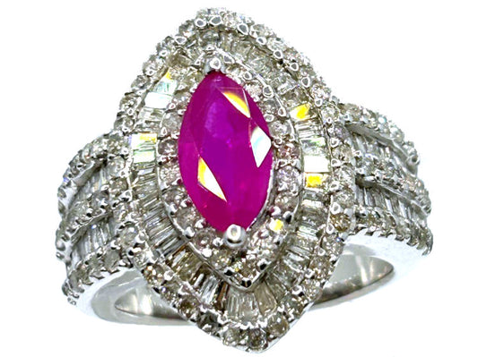 3.16ct Ruby & Diamond Ring in 14K White Gold