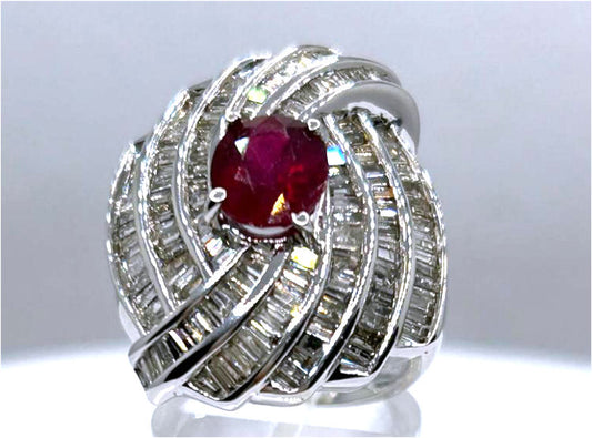 4.29ct Ruby and Diamond Set in 14K White Gold Ring