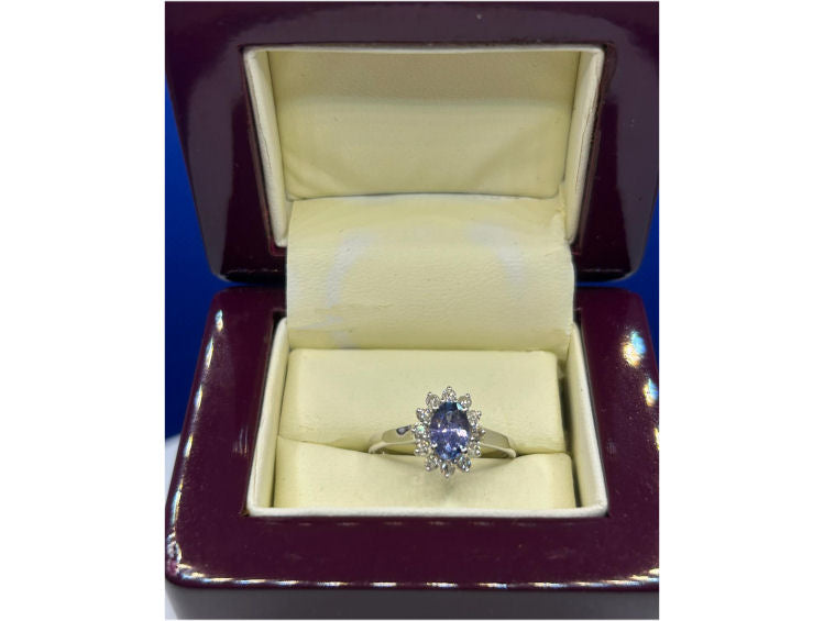 1.14ct Tanzanite & Diamond Ring in 14K White Gold