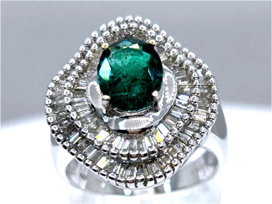 2.46ct Emerald & Diamond Ring in 14K White Gold