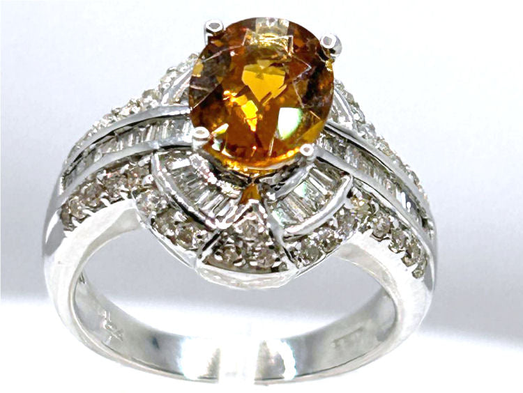 2.41ct Citrine & Diamond Ring in 14K White Gold