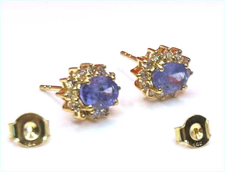 2.50ct Tanzanite & Diamond Earrings in 14K Yellow Gold