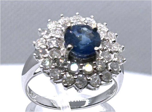3.18ct Ceylon Sapphire & Diamond Ring in 14K White Gold