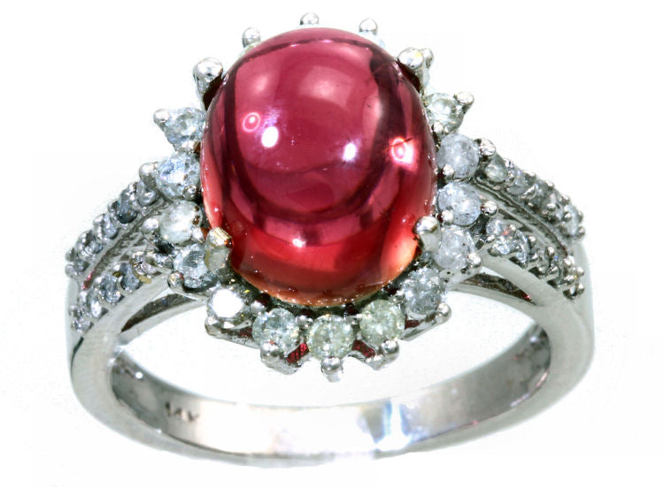 10.46ct Pink Tourmaline & Diamond Ring in 14k White Gold