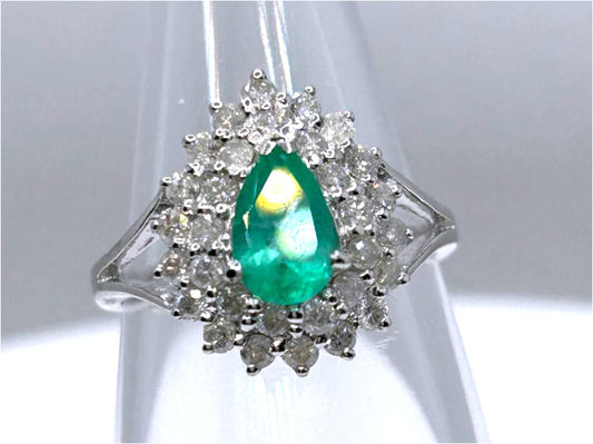 1.58ct Colombian Emerald & Diamond Ring in 18K White Gold