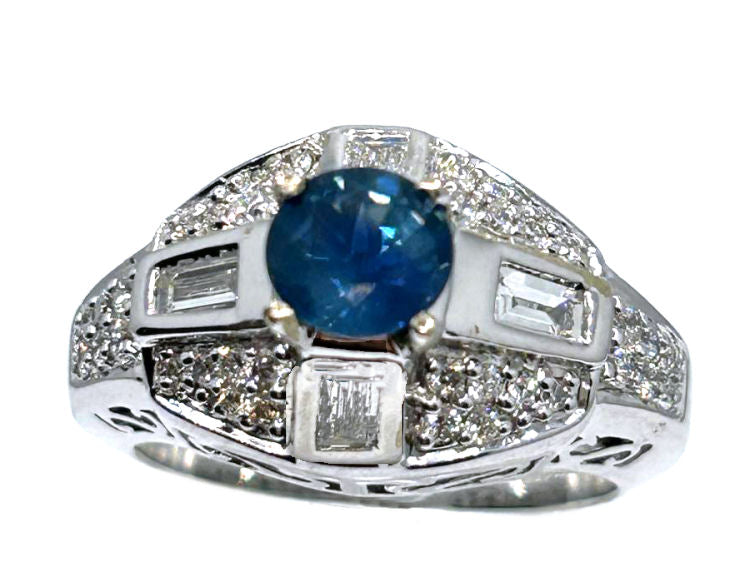 1.91ct Ceylon Sapphire & Diamond Ring in 18K White Gold