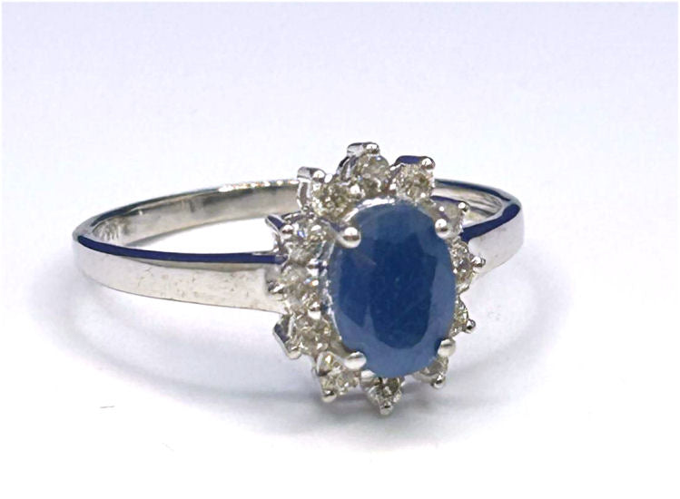 1.14ct Sapphire & Diamond Ring in 14K White Gold