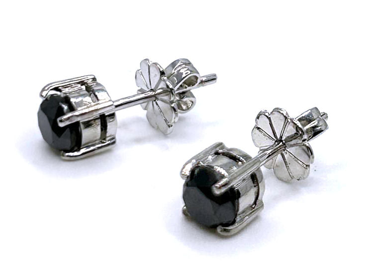 1.50ct Black Diamond Earrings in 14K White Gold