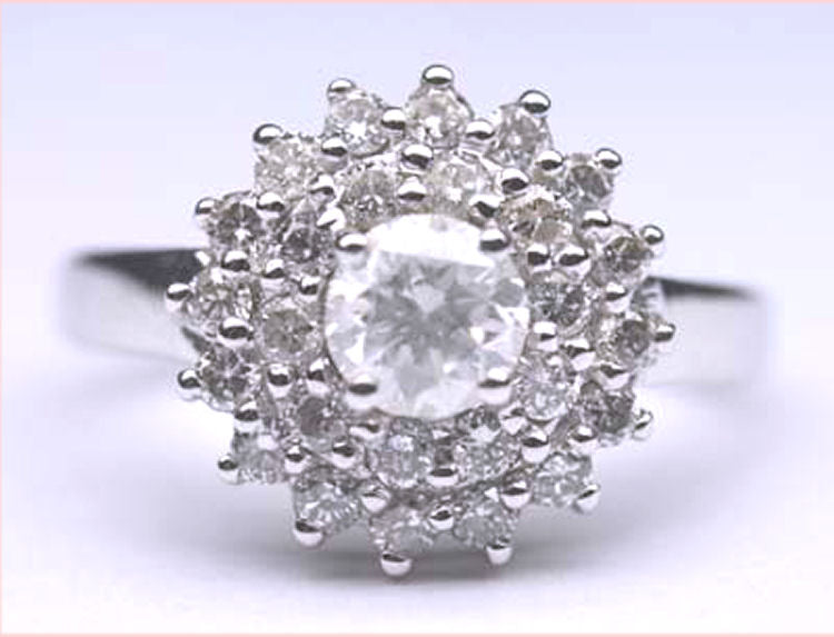 1.29ct Diamond Cluster Ring in 14K White Gold