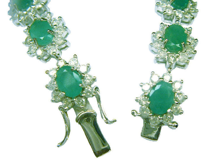 20.09ct Emerald & Diamond Bracelet in 14K White Gold