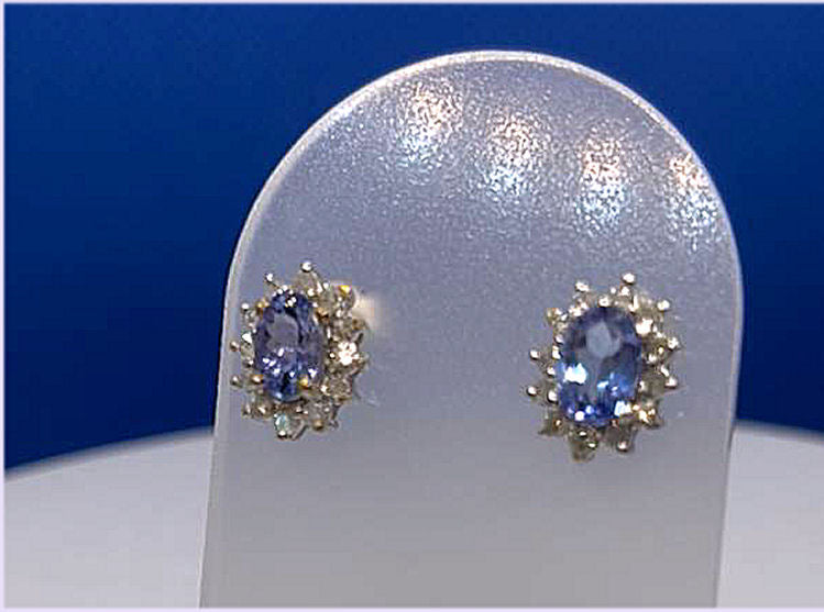 2.50ct Tanzanite & Diamond Earrings in 14K White Gold