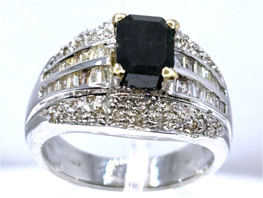 2.06ct White & Black Diamond Ring in 14k White Gold