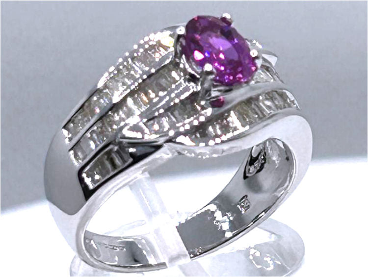 2.25ct Sapphire & Diamond Ring in 18K White Gold