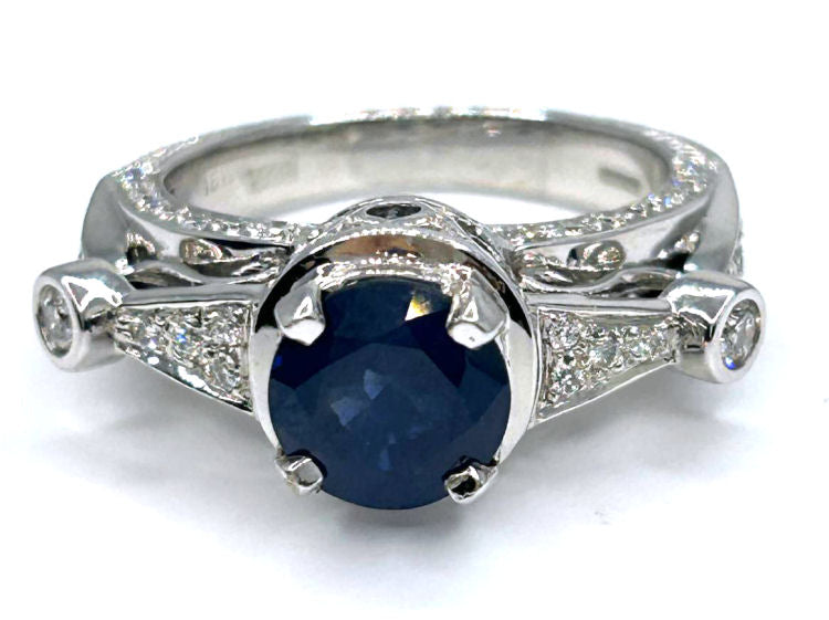 2.57ct Ceylon Sapphire & Diamond Ring in 18K White Gold