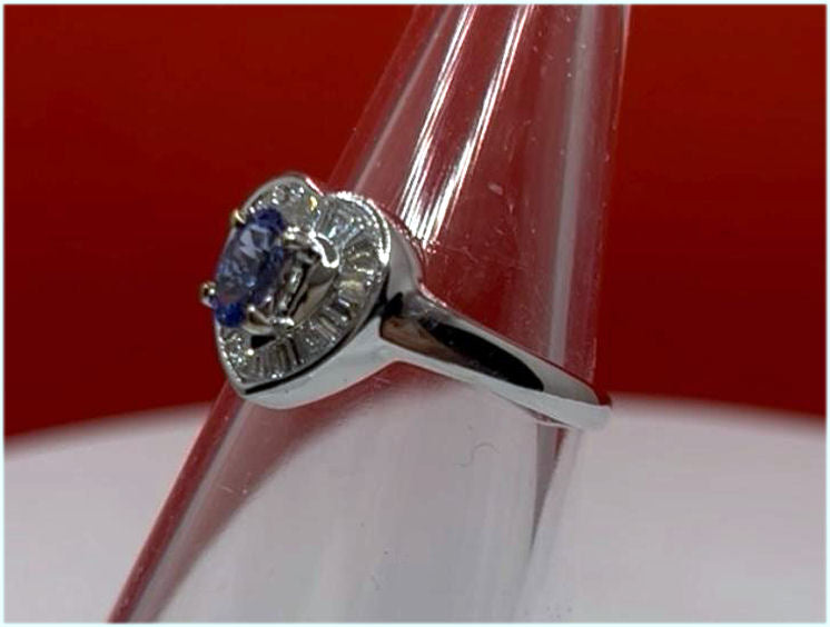 1.50ct Amethyst & Diamond Ring in 14K White Gold