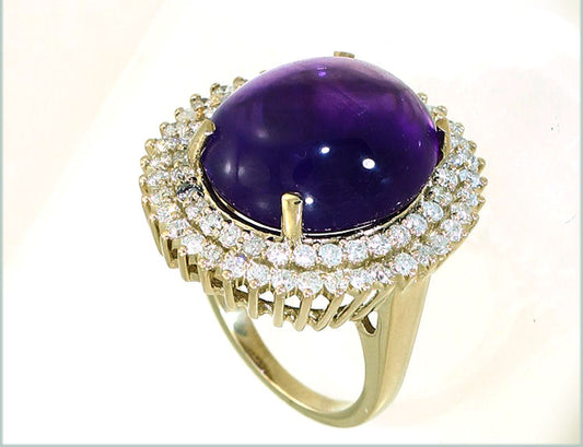 16.93ctw Diamond and Amethyst Set in 18K Yellow Gold Ring