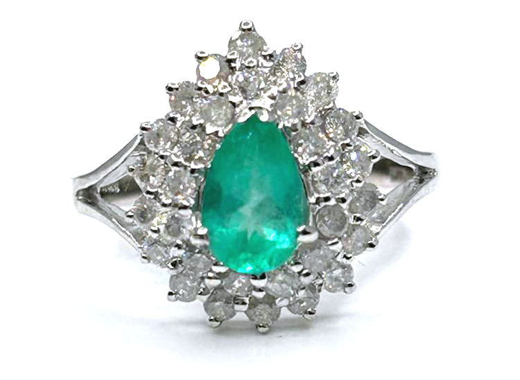 1.58ct Colombian Emerald & Diamond Ring in 18K White Gold