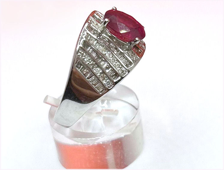 2.55ct Ruby Diamond Ring in 14k White Gold