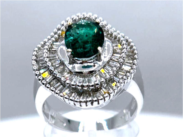 2.46ct Emerald & Diamond Ring in 18K White Gold