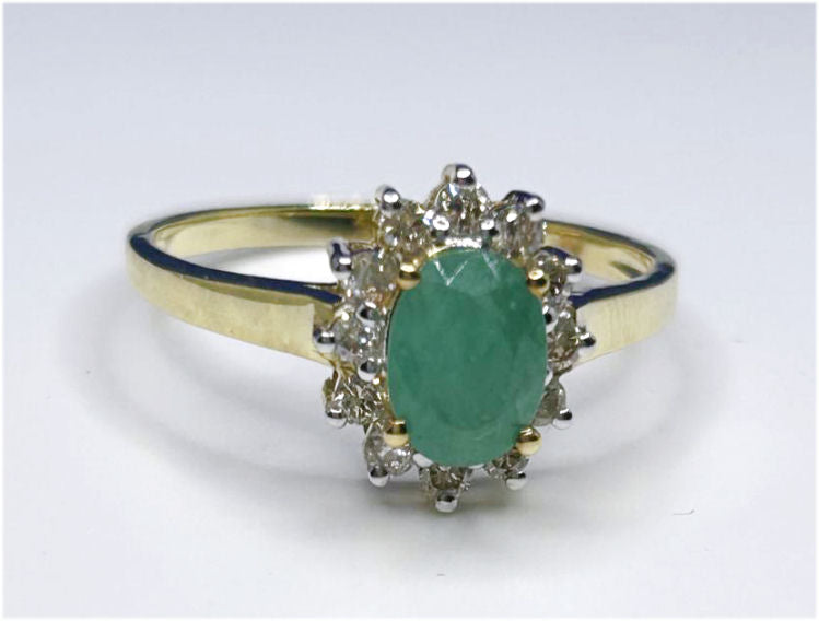 1.14ct Emerald & Diamond Ring in 14K Yellow Gold