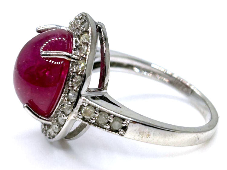 10.25ct Ruby & Diamond Ring in 14k White Gold