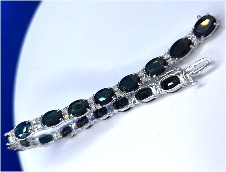 23.05ct Sapphire & Diamond Bracelet in 12K White Gold