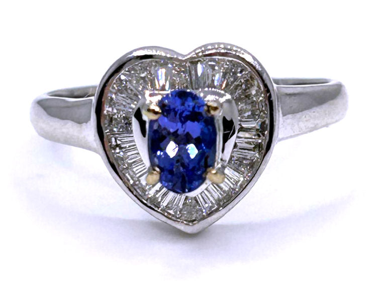 0.95ct Tanzanite & Diamond Diamond Ring in 18k White Gold