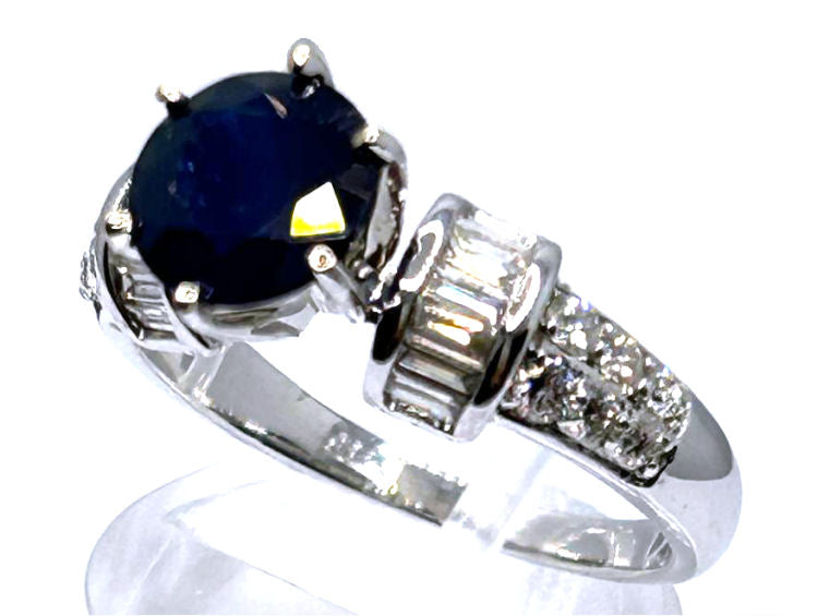 2.55ctw Diamond and Ceylon Sapphire Set in 18K White Gold Ring