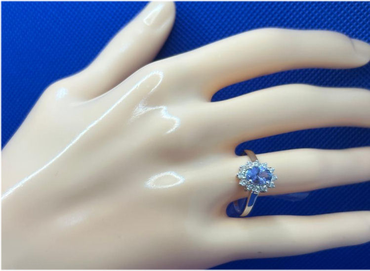 1.14ct Tanzanite & Diamond Ring in 14K White Gold